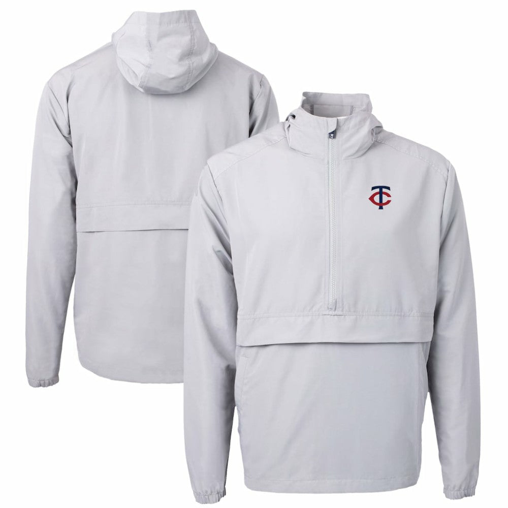 Minnesota Twins Cutter & Buck Charter Eco Recycled Half-Zip Anorak Jacket Gray