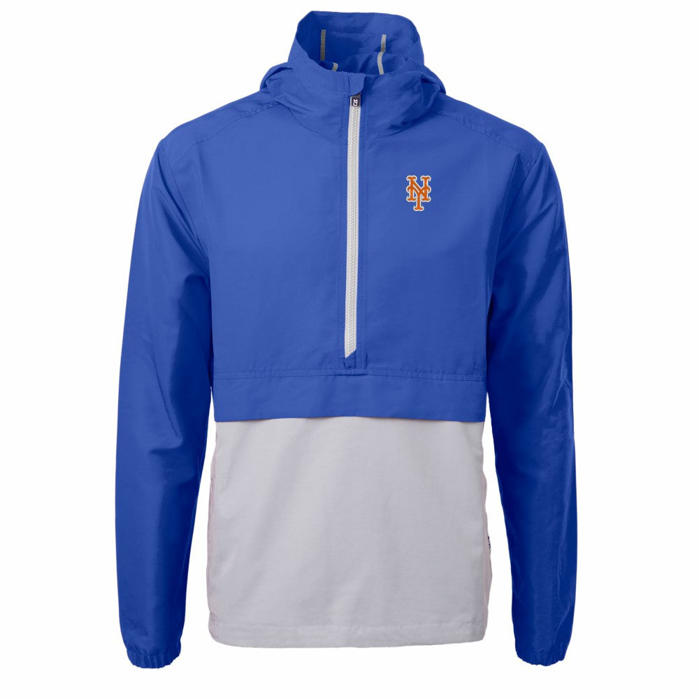 New York Mets Cutter & Buck Charter Eco Recycled Half-Zip Anorak Jacket Royal/Gray