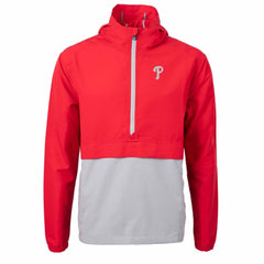 Philadelphia Phillies Cutter & Buck Charter Eco Recycled Half-Zip Anorak Jacket Red/Gray
