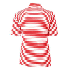 Atlanta Braves Cutter & Buck Women's Virtue Eco Pique Stripe Recycled Quarter-Zip Pullover Top Red