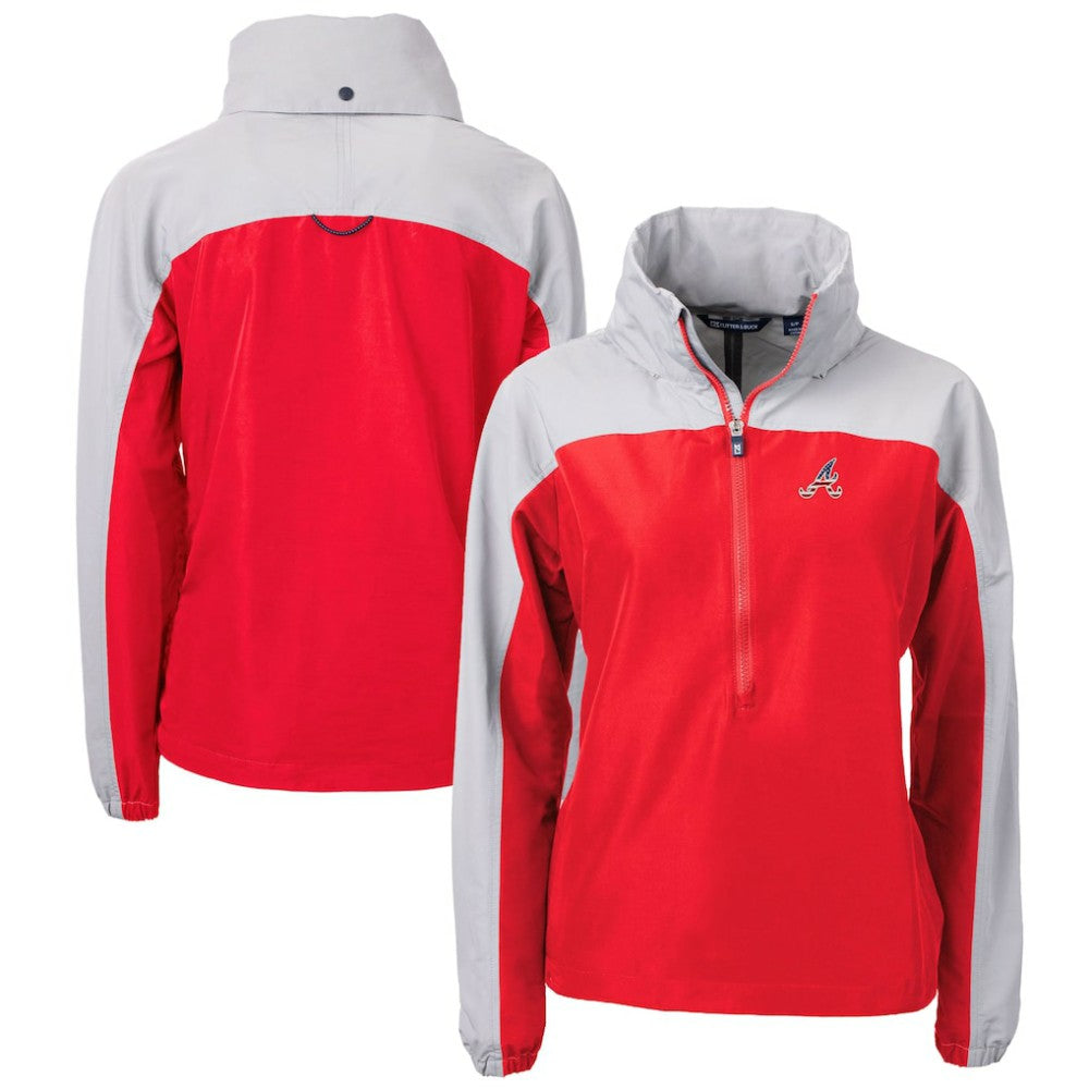 Atlanta Braves Cutter & Buck Women's Charter Eco Recycled Anorak Jacket Red/Gray