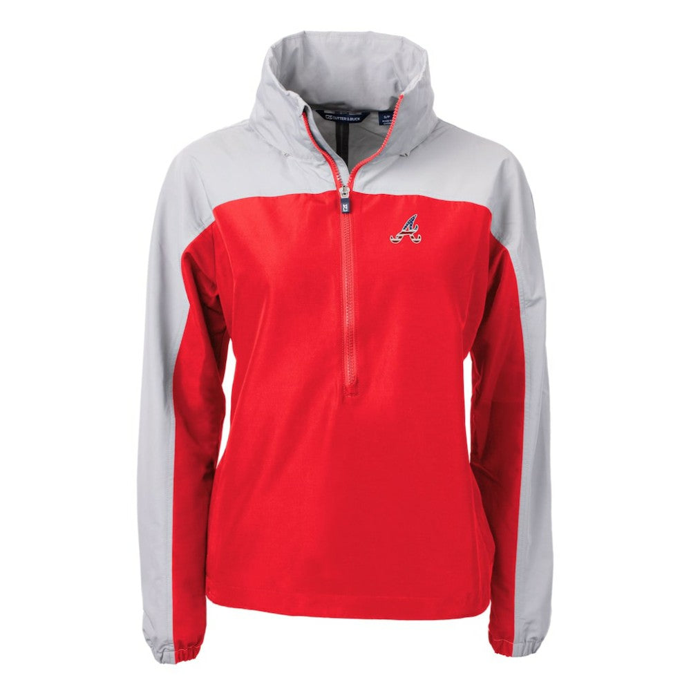 Atlanta Braves Cutter & Buck Women's Charter Eco Recycled Anorak Jacket Red/Gray