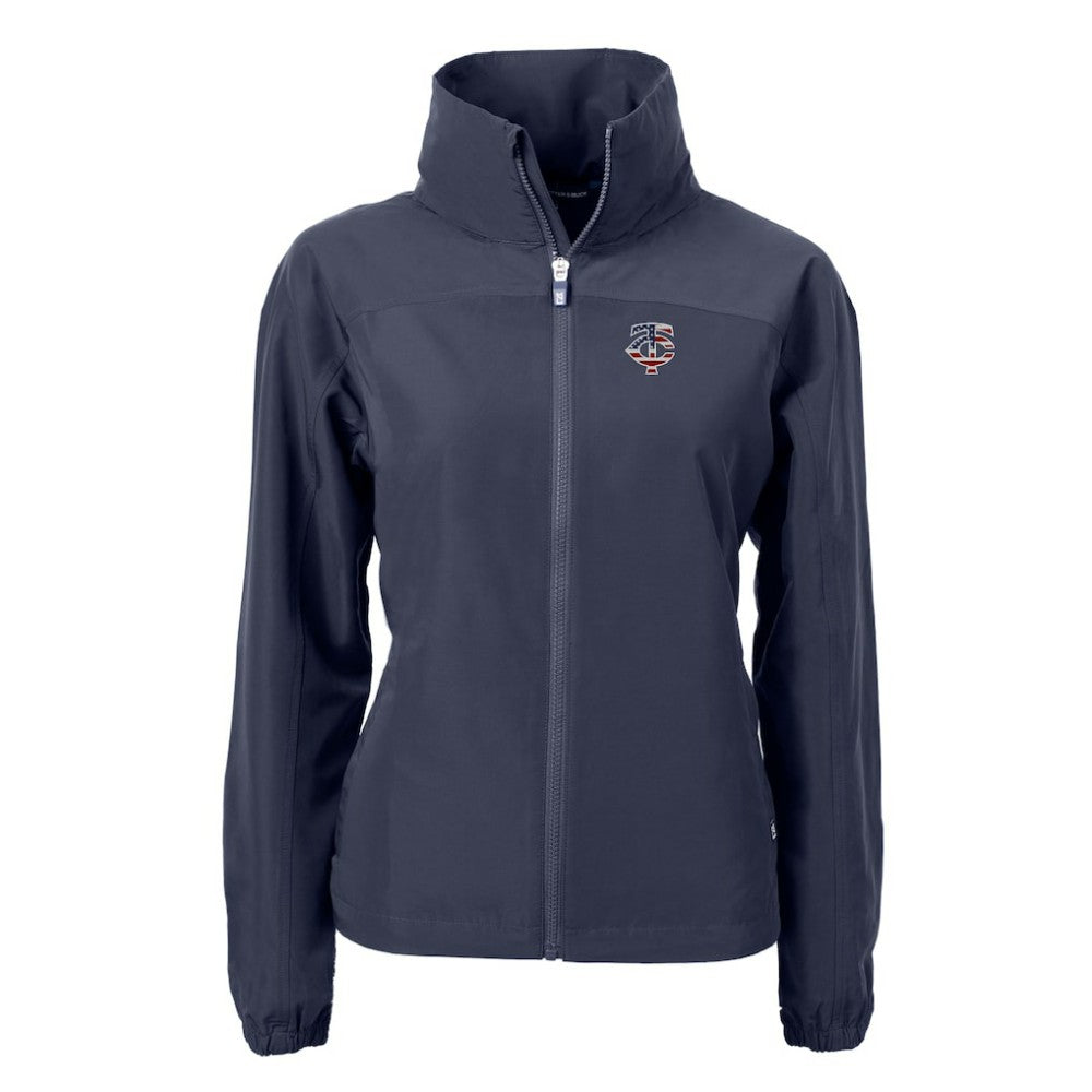 Minnesota Twins Cutter & Buck Women's Charter Eco Recycled Full-Zip Jacket Navy