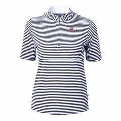 Chicago Cubs Cutter & Buck Women's Virtue Eco Pique Stripe Top Navy
