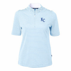 Kansas City Royals Cutter & Buck Women's Virtue Eco Pique Stripe Top Powder Blue
