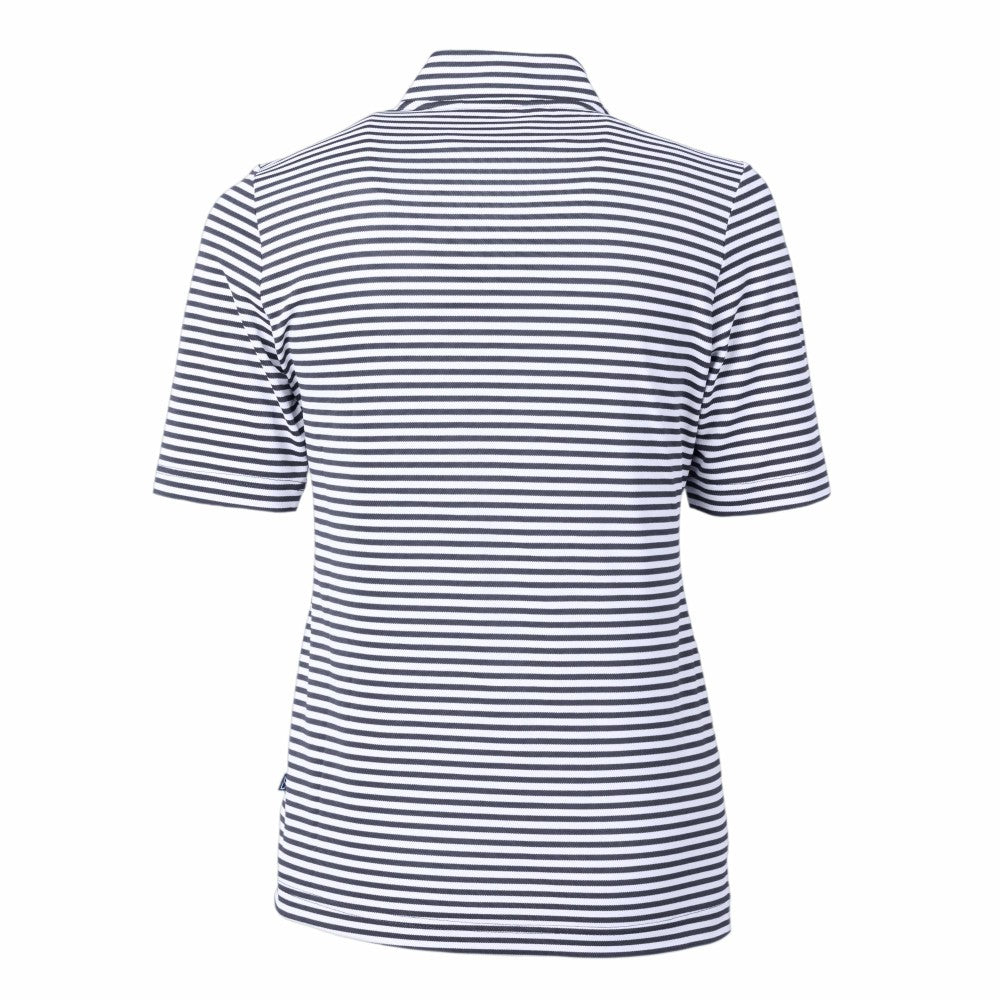 Milwaukee Brewers Cutter & Buck Women's Virtue Eco Pique Stripe Top Navy