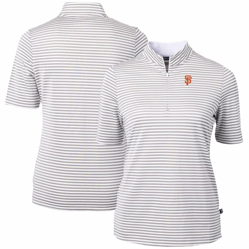 San Francisco Giants Cutter & Buck Women's Virtue Eco Pique Stripe Top Gray