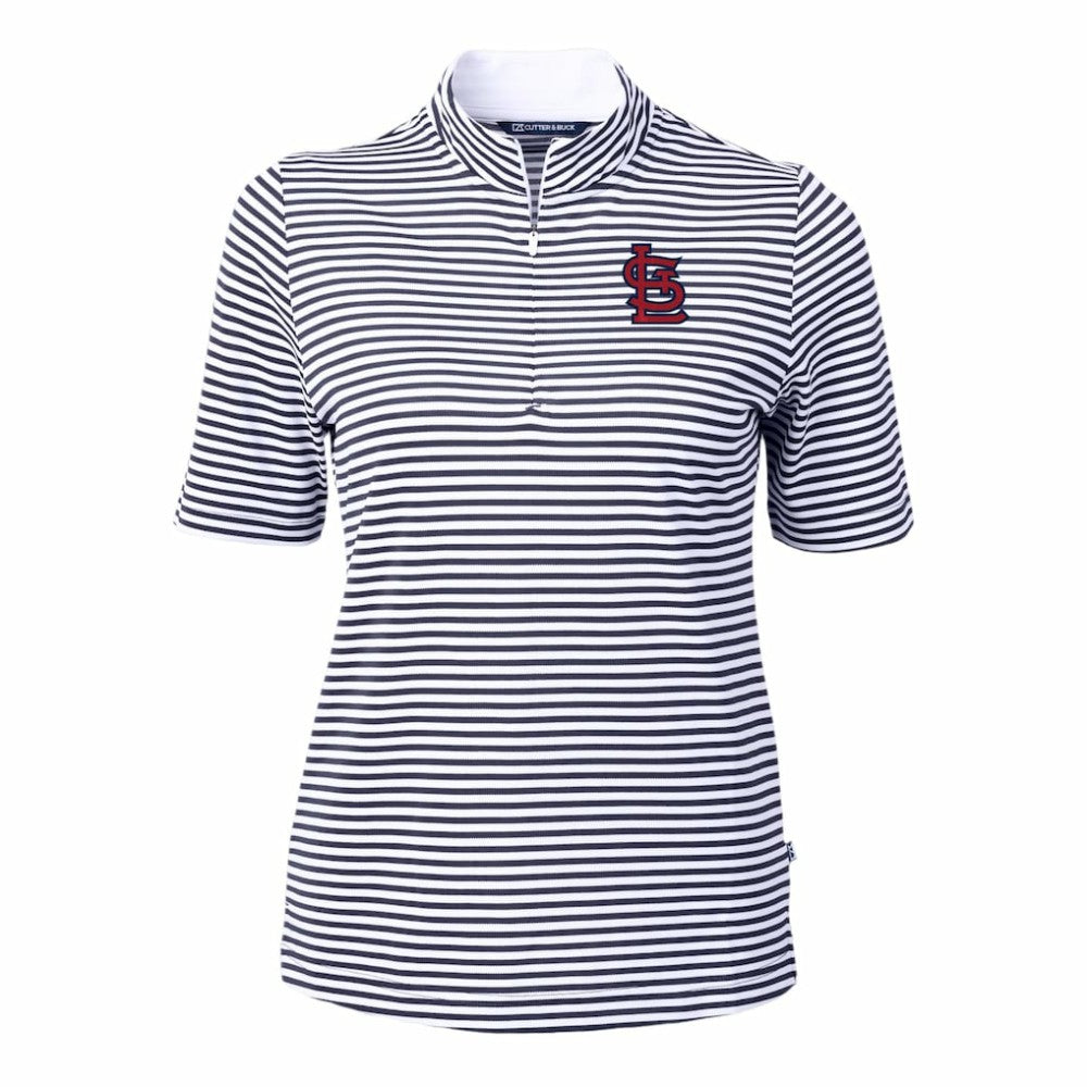 St. Louis Cardinals Cutter & Buck Women's Virtue Eco Pique Stripe Top Navy