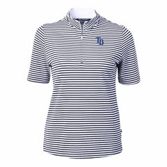 Tampa Bay Rays Cutter & Buck Women's Virtue Eco Pique Stripe Top Navy