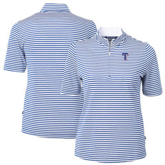 Texas Rangers Cutter & Buck Women's Virtue Eco Pique Stripe Top Blue