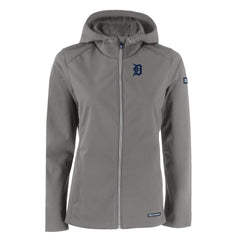 Detroit Tigers Cutter & Buck Women's Evoke Eco Softshell Recycled Full-Zip Jacket Gray