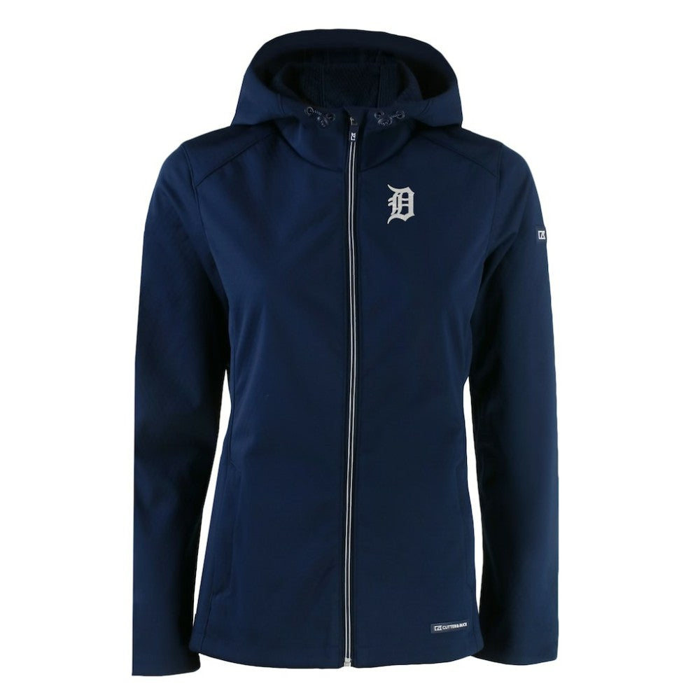 Detroit Tigers Cutter & Buck Women's Evoke Eco Softshell Recycled Full-Zip Jacket Navy
