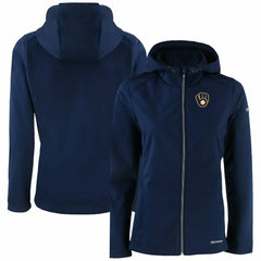 Milwaukee Brewers Cutter & Buck Women's Evoke Eco Softshell Recycled Full-Zip Jacket Navy
