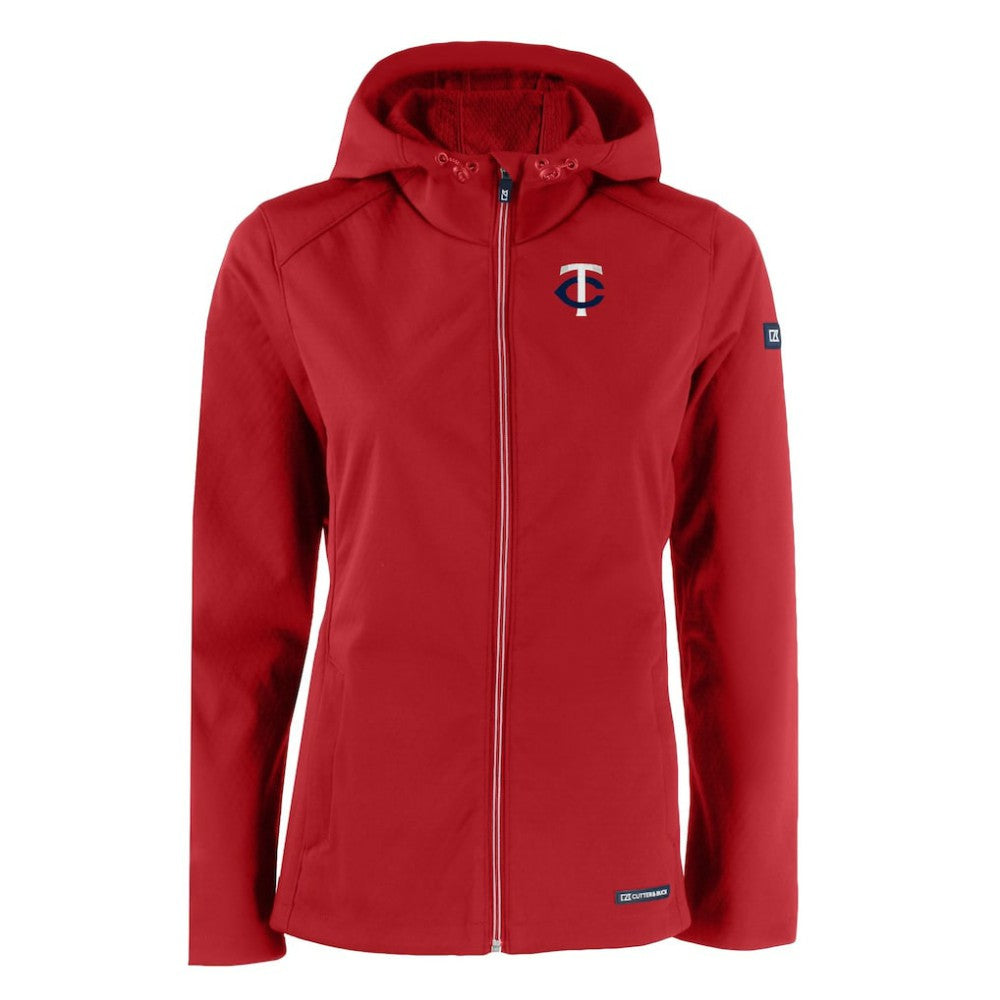 Minnesota Twins Cutter & Buck Women's Evoke Eco Softshell Recycled Full-Zip Jacket Red