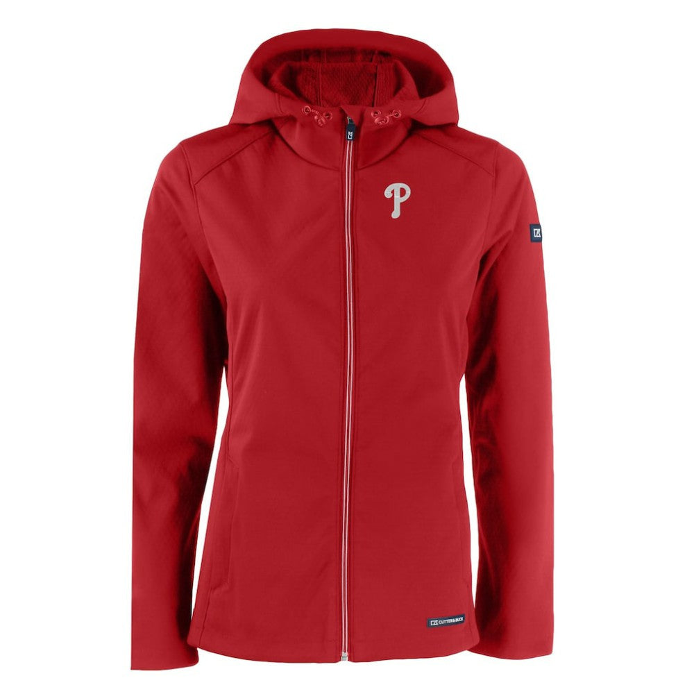 Philadelphia Phillies Cutter & Buck Women's Evoke Eco Softshell Recycled Full-Zip Jacket Red