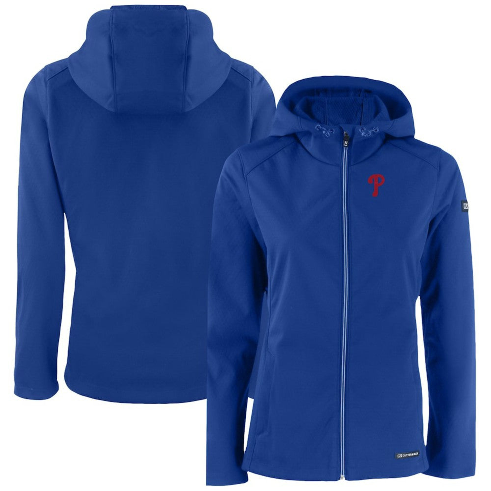 Philadelphia Phillies Cutter & Buck Women's Evoke Eco Softshell Recycled Full-Zip Jacket Royal