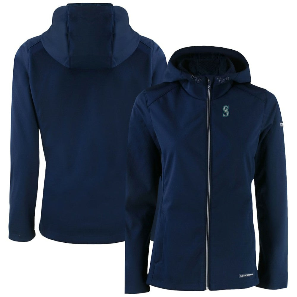 Seattle Mariners Cutter & Buck Women's Evoke Eco Softshell Recycled Full-Zip Jacket Navy