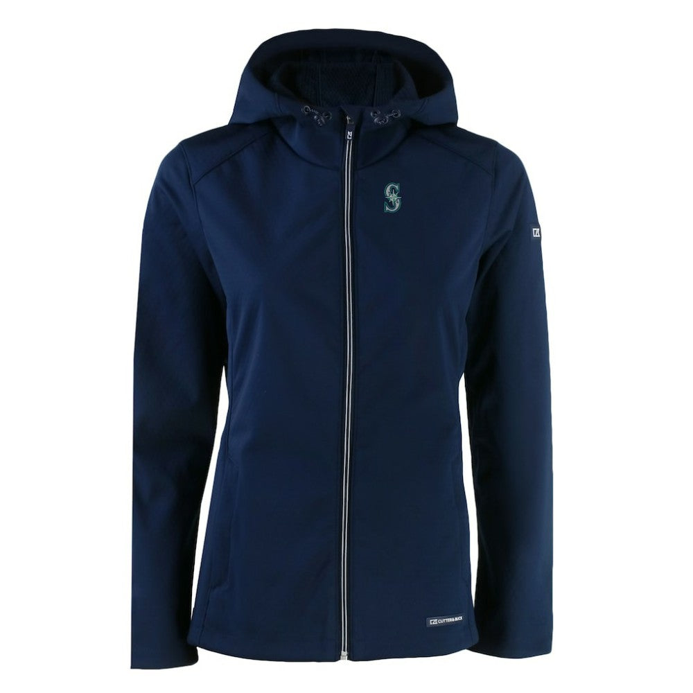 Seattle Mariners Cutter & Buck Women's Evoke Eco Softshell Recycled Full-Zip Jacket Navy