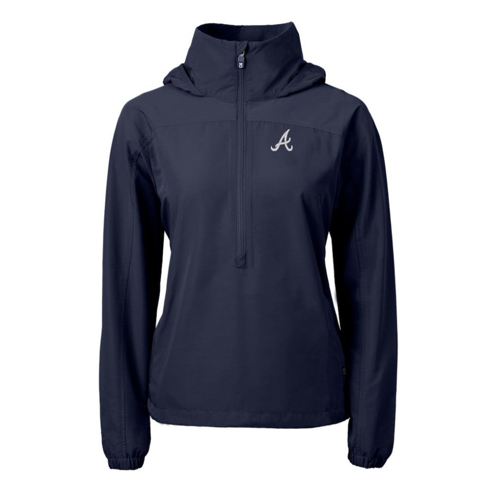 Atlanta Braves Cutter & Buck Women's Charter Eco Recycled Half-Zip Anorak Jacket Navy