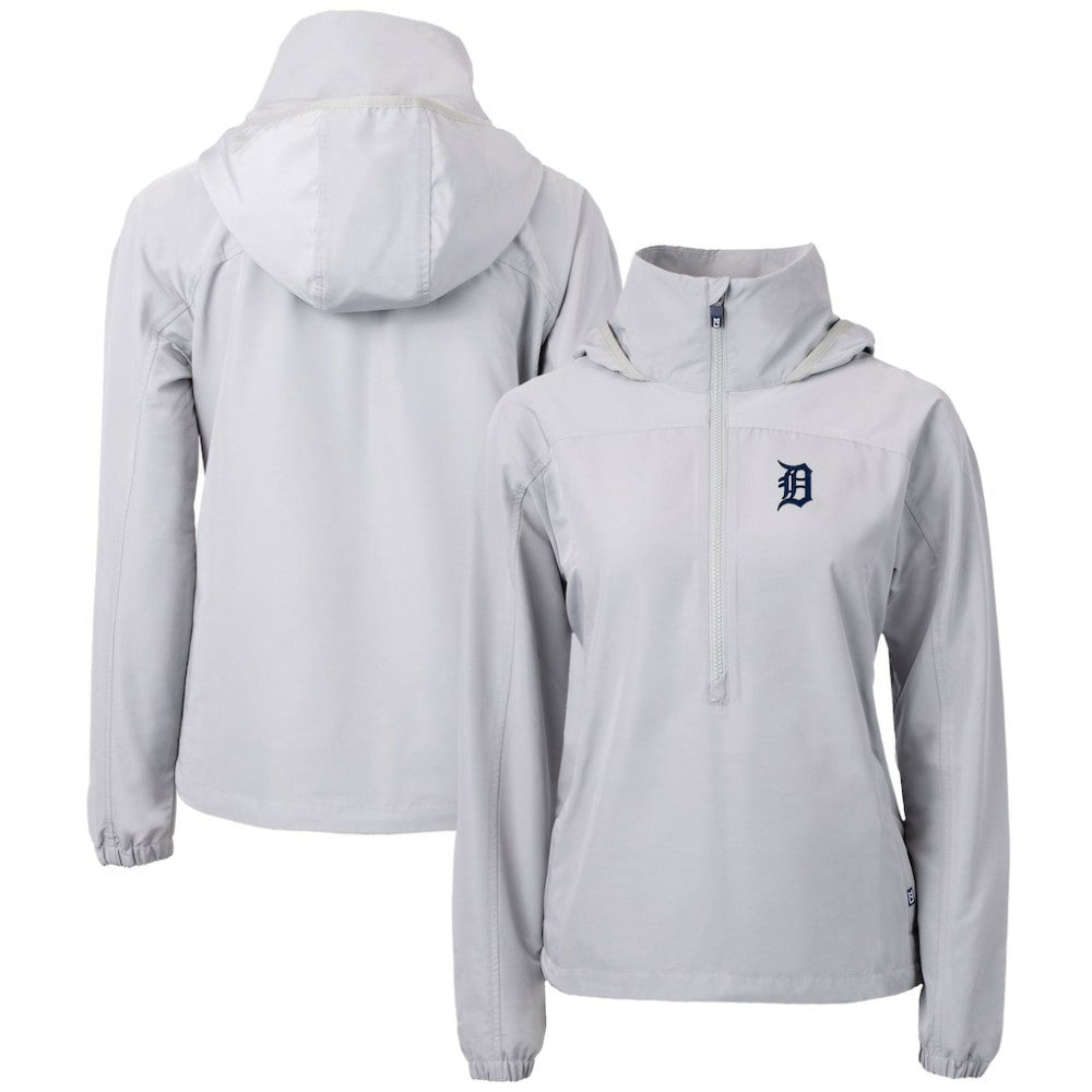 Detroit Tigers Cutter & Buck Women's Charter Eco Recycled Half-Zip Anorak Jacket Gray