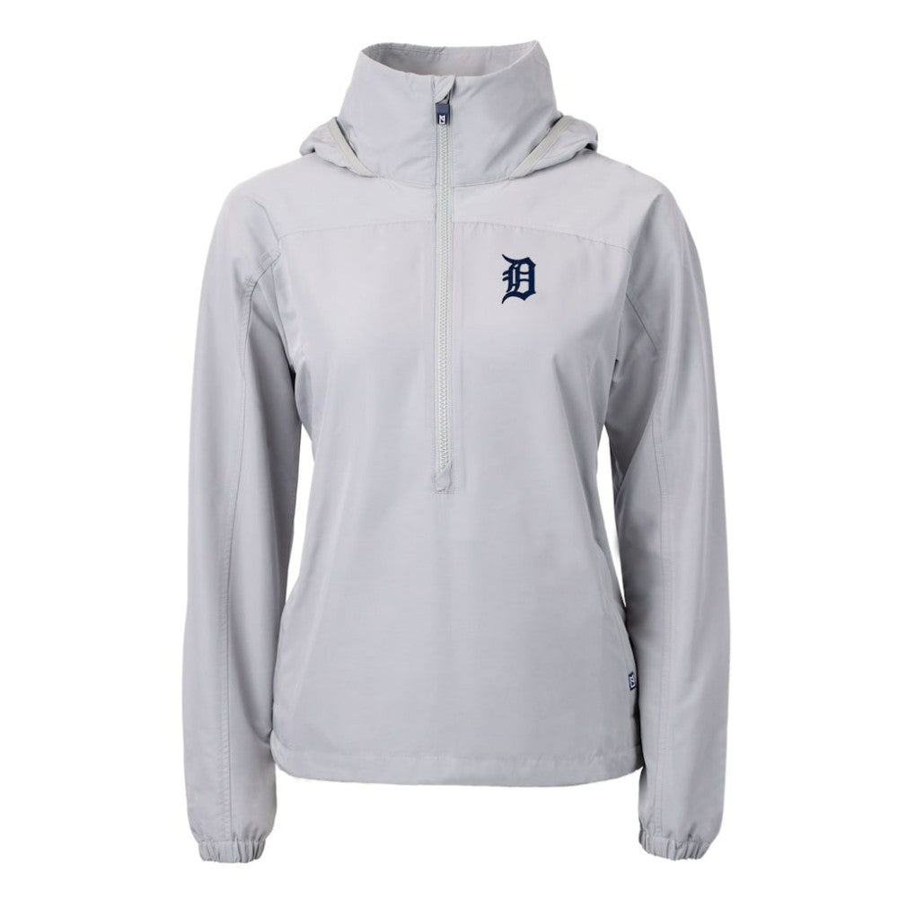 Detroit Tigers Cutter & Buck Women's Charter Eco Recycled Half-Zip Anorak Jacket Gray