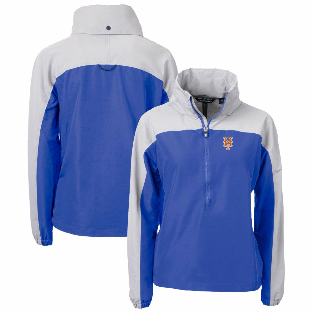 New York Mets Cutter & Buck Women's Charter Eco Recycled Half-Zip Anorak Jacket Royal