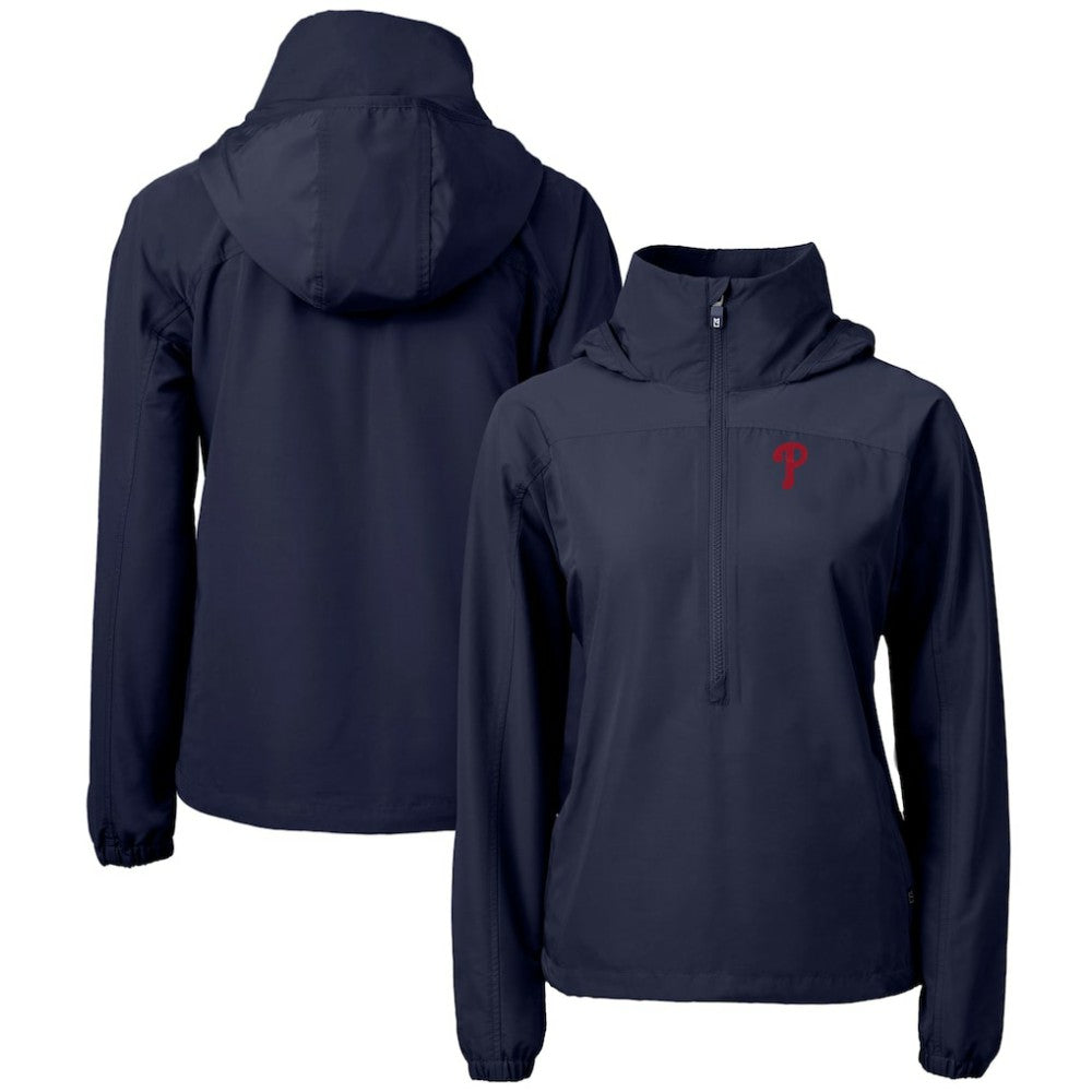 Philadelphia Phillies Cutter & Buck Women's Charter Eco Recycled Half-Zip Anorak Jacket Navy