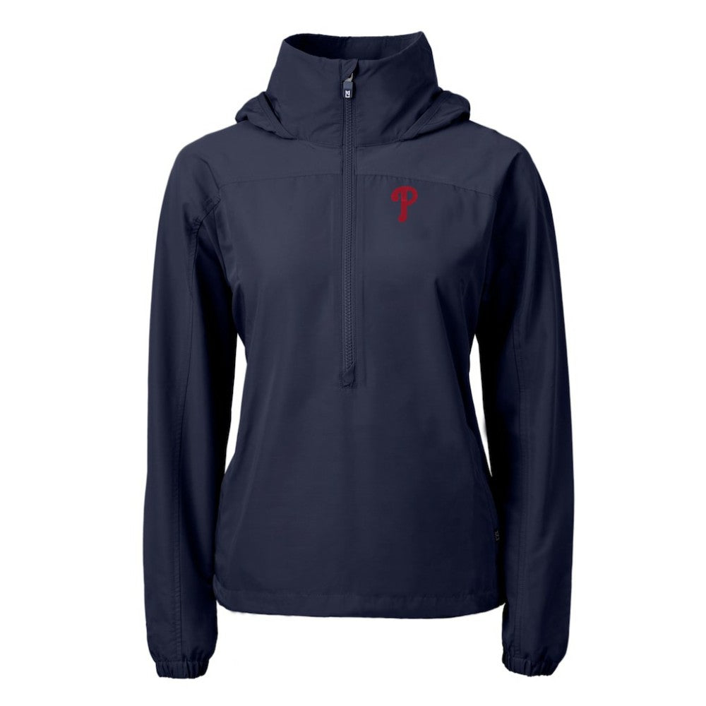 Philadelphia Phillies Cutter & Buck Women's Charter Eco Recycled Half-Zip Anorak Jacket Navy