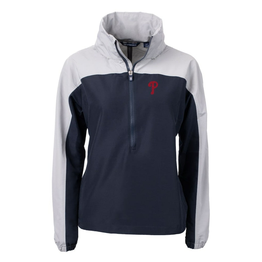 Philadelphia Phillies Cutter & Buck Women's Charter Eco Recycled Half-Zip Anorak Jacket Navy