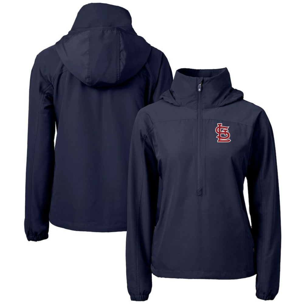 St. Louis Cardinals Cutter & Buck Women's Charter Eco Recycled Half-Zip Anorak Jacket Navy