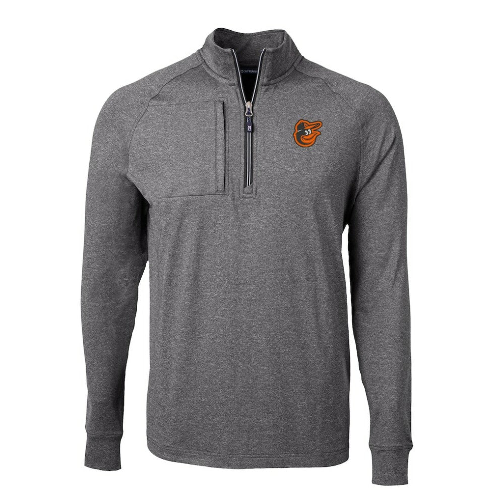 Baltimore Orioles Cutter & Buck Big & Tall Adapt Eco Knit Stretch Recycled Quarter-Zip Pullover Top Heather Black