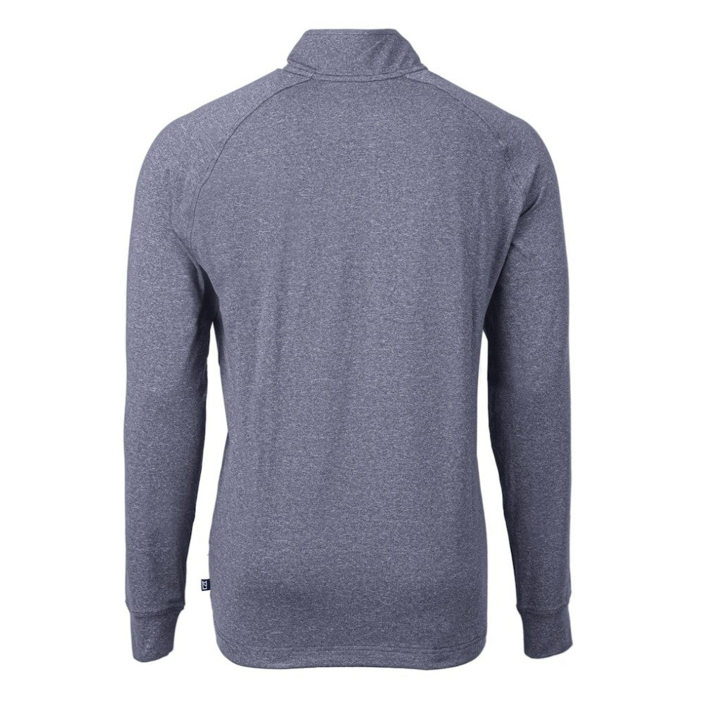 Chicago Cubs Cutter & Buck Big & Tall Adapt Eco Knit Stretch Recycled Quarter-Zip Pullover Top Heather Navy
