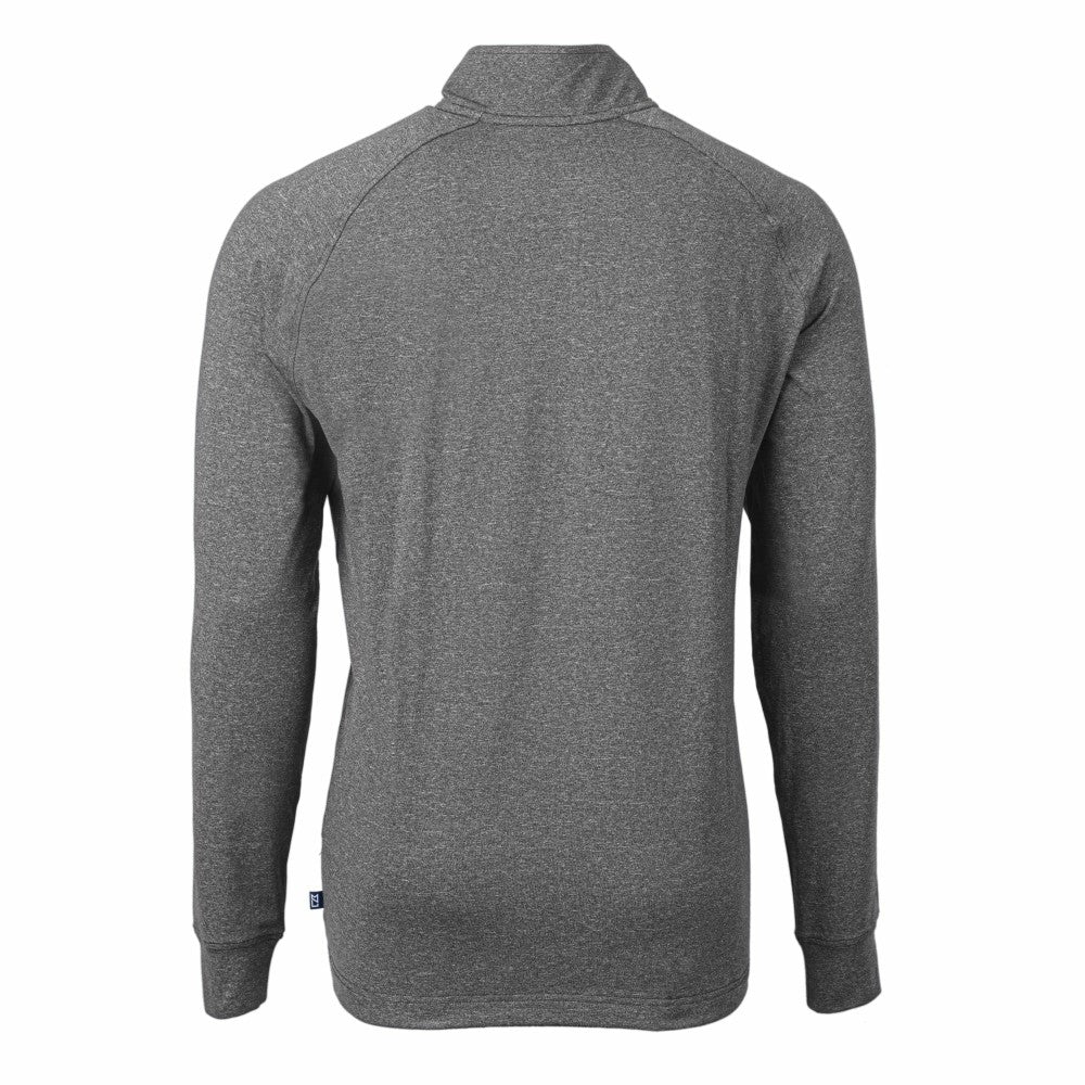 Cincinnati Reds Cutter & Buck Big & Tall Adapt Eco Knit Stretch Recycled Quarter-Zip Pullover Top Heather Black