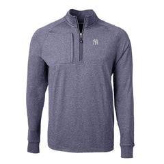 New York Yankees Cutter & Buck Big & Tall Adapt Eco Knit Stretch Recycled Quarter-Zip Pullover Top Heather Navy
