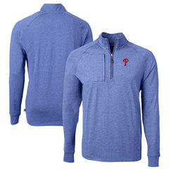 Philadelphia Phillies Cutter & Buck Big & Tall Adapt Eco Knit Stretch Recycled Quarter-Zip Pullover Top Heather Royal