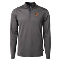 Baltimore Orioles Cutter & Buck Virtue Eco Pique Micro Stripe Big & Tall Recycled Quarter-Zip Pullover Top Black/Gray