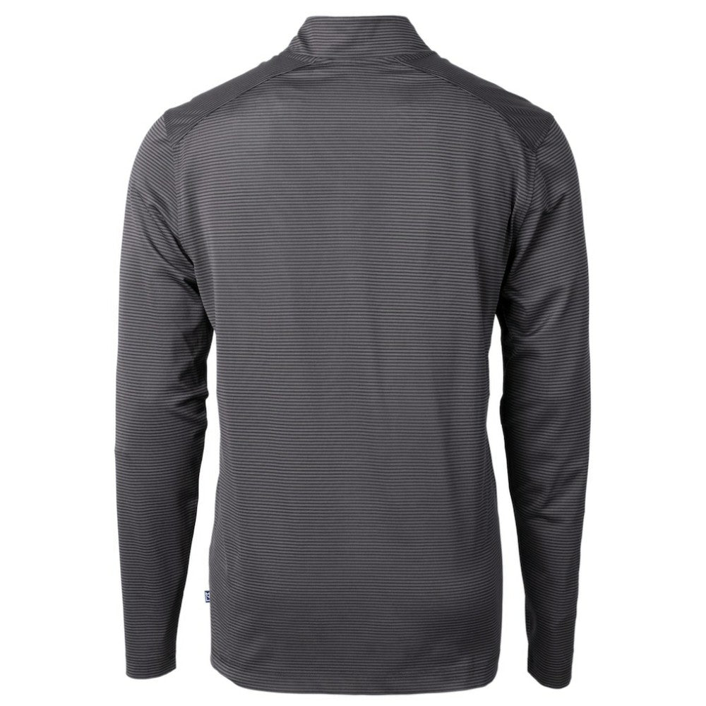 Baltimore Orioles Cutter & Buck Virtue Eco Pique Micro Stripe Big & Tall Recycled Quarter-Zip Pullover Top Black/Gray