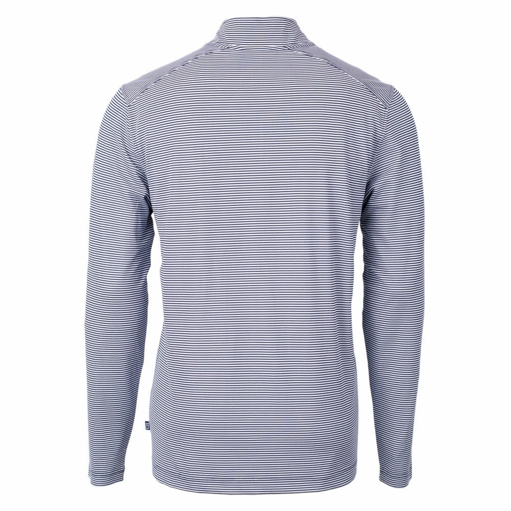 Cleveland Guardians Cutter & Buck Virtue Eco Pique Micro Stripe Big & Tall Recycled Quarter-Zip Pullover Top Navy/White