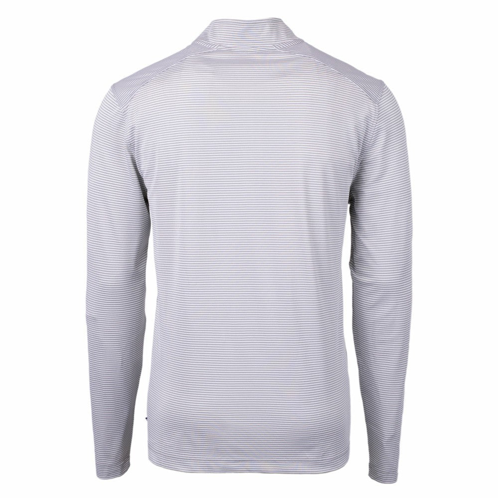 Cleveland Guardians Cutter & Buck Virtue Eco Pique Micro Stripe Big & Tall Recycled Quarter-Zip Pullover Top Gray/White
