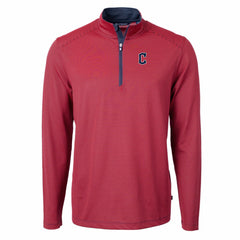 Cleveland Guardians Cutter & Buck Virtue Eco Pique Micro Stripe Big & Tall Recycled Quarter-Zip Pullover Top Red/Navy