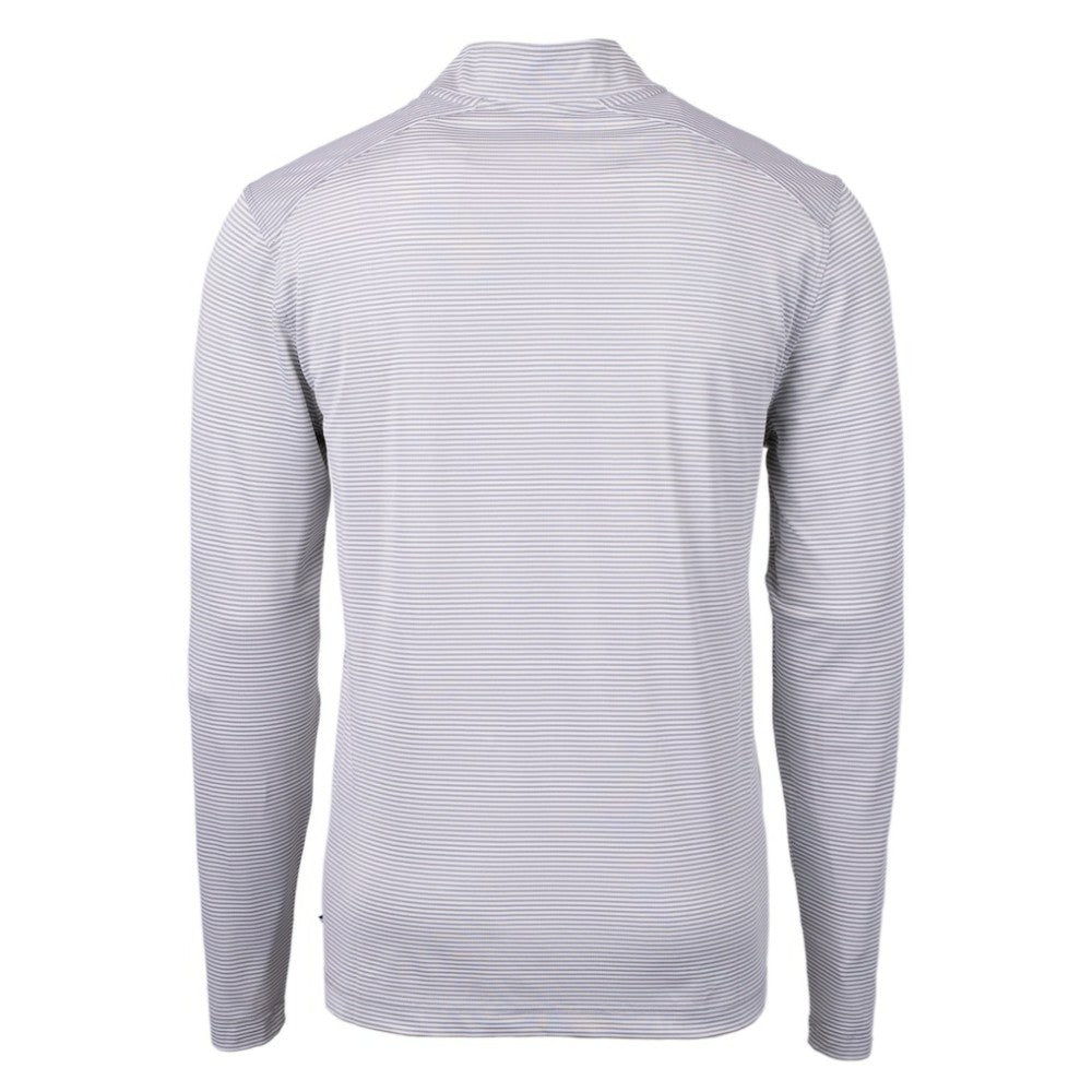 New York Yankees Cutter & Buck Virtue Eco Pique Micro Stripe Big & Tall Recycled Quarter-Zip Pullover Top Gray/White