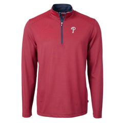 Philadelphia Phillies Cutter & Buck Virtue Eco Pique Micro Stripe Big & Tall Recycled Quarter-Zip Pullover Top Red/Navy
