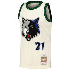 Kevin Garnett Minnesota Timberwolves Chainstitch Swingman Jersey - Cream