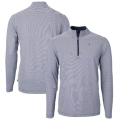 Atlanta Braves Cutter & Buck Americana Logo Big & Tall Virtue Eco Pique Recycled Quarter-Zip Pullover Top Navy