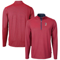 Boston Red Sox Cutter & Buck Americana Logo Virtue Eco Pique Stripe Recycled Quarter-Zip Pullover Top Red