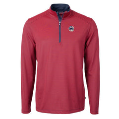Chicago Cubs Cutter & Buck Americana Logo Virtue Eco Pique Stripe Recycled Quarter-Zip Pullover Top Red