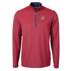 Detroit Tigers Cutter & Buck Americana Logo Virtue Eco Pique Stripe Recycled Quarter-Zip Pullover Top Red
