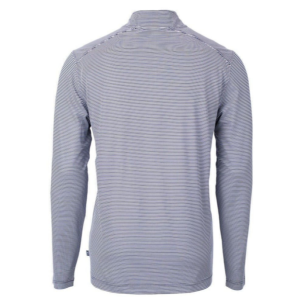 New York Yankees Cutter & Buck Americana Logo Virtue Eco Pique Stripe Recycled Quarter-Zip Pullover Top Navy