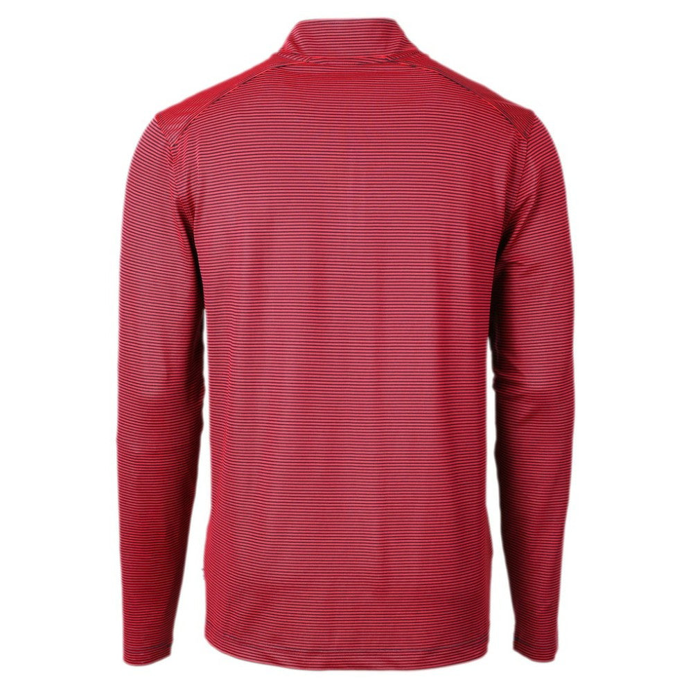 New York Yankees Cutter & Buck Americana Logo Virtue Eco Pique Stripe Recycled Quarter-Zip Pullover Top Red