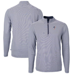 Philadelphia Phillies Cutter & Buck Americana Logo Virtue Eco Pique Stripe Recycled Quarter-Zip Pullover Top Navy